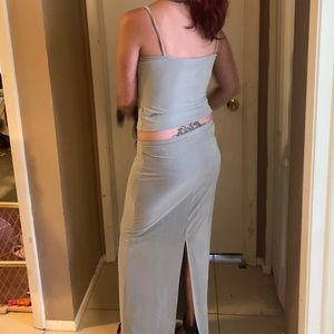 2 piece, slightly cropped tank with matching skirt